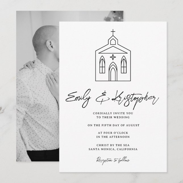 Convites Fotografia de Casamento na Capela (Frente/Verso)