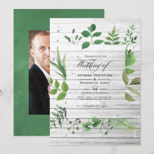 Convites Fotografia de casamento rústico com vegetação da f