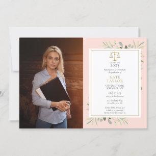 Convites Fotografia de formatura em direito com verde e ros