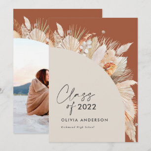 Convites Fotografia de gradução terracotta pampas botâni