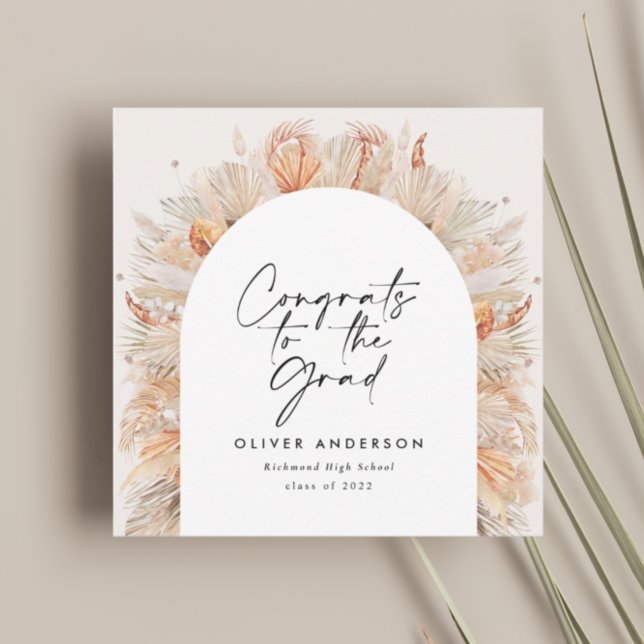 Convites Fotografia de gradução terracotta pampas botânica (Criador carregado)