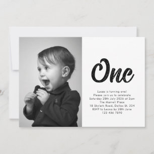 Convites Fotografia de Primeiro Aniversário com Tipografia