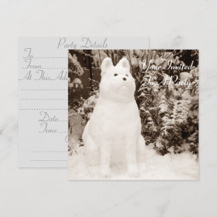 Convites fotografia engraçada de natal de snowdog akita
