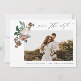 Convites Fotografia Floral Vintage de Casamento Salve a Dat