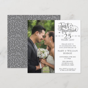 Convites Fotografia Quadrada de Casamento do 25º Aniversári