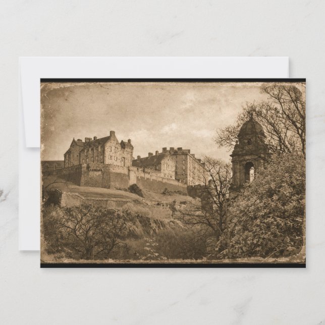 Convites Fotografia Sepia do Castelo de Edimburgo (Frente)