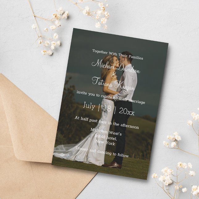 Convites fotografia simples do dia do casamento da caligraf (Criador carregado)