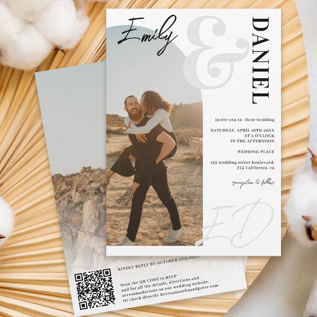 Convites Fotografias a negrito com nomes de script Arco Cas (Criador carregado)