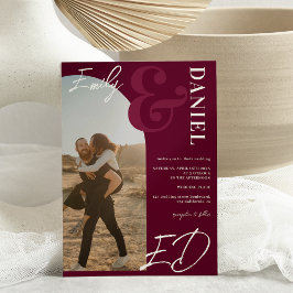 Convites Fotografias a negrito com o nome Arch Burgundy Cas