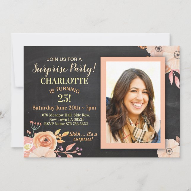 Convites Fotografias de Festa de aniversário feminina (Frente)