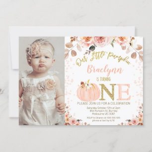 Convites Fotografias Raparigas Rustic Fall Pumpkin primeiro