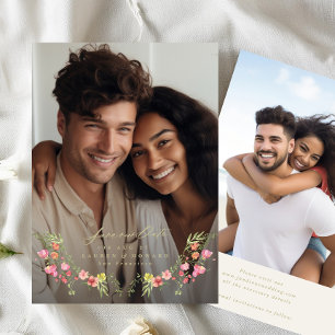 Convites fotograma sutil floral salve a data do casamento