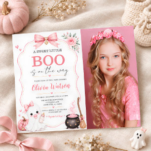 Convites Fotomontagem de Bebê Fofinho com Fantasma Rosa par