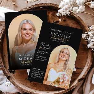 Convites Fotos de 2 Arcos Celebração de Vida/Funeral/Memori