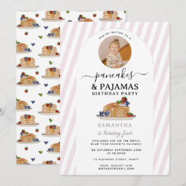 Convites Fotos de Aniversário de Menina com Panquecas e Pij