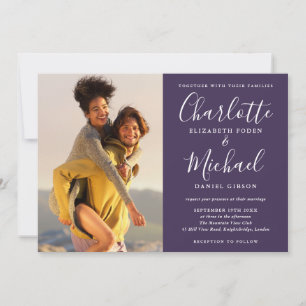 Convites Fotos de assinatura de roxo elegante casamento