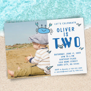 Convites Fotos de Caranguejo Fofo Animais Marinhos Menino 2