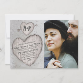 Convites Fotos de Casamento com Árvore Bétula Prateada Rúst