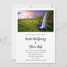 Fotos de casamento da cachoeira islandesa verde na