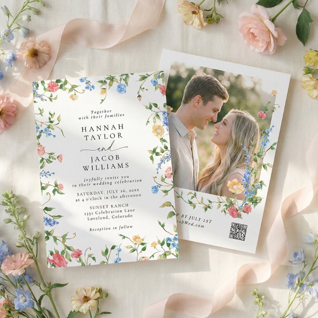 Convites Fotos de Casamento em Prado de Flores Silvestres (Criador carregado)