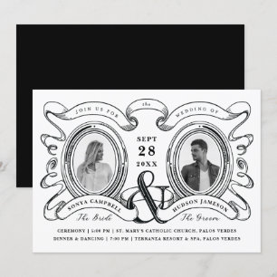 Convites Fotos de casamento em preto e branco no estilo cam