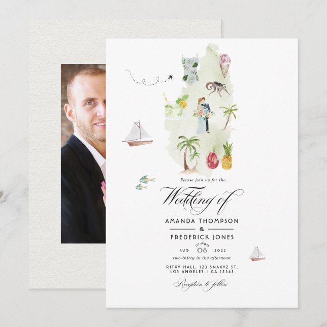 Convites Fotos de Casamento em Saint Lucia (Frente/Verso)