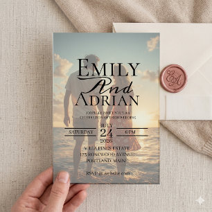 Convites Fotos de Casamento Minimalista em Destino de Praia