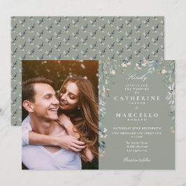 Convites Fotos de Flores Verdes Silvestres Casamento em Sag