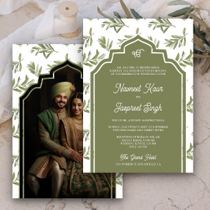 Convites Fotos de Folhas Verde Oliva Anand Karaj Casamento 