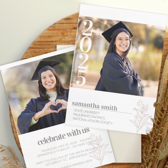 Convites Fotos de Formatura Minimalista Moderna (Modern Photo Graduation Announcement)
