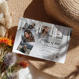 Convites Fotos de formatura minimalistas em branco e preto 