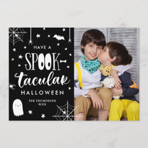 Convites Fotos de Halloween assustadoramente fofas em preto