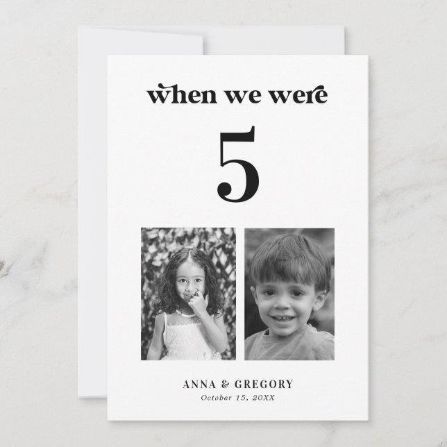 Convites Fotos de Infância Retro 5x7 Número de Mesa de Casa (Frente)