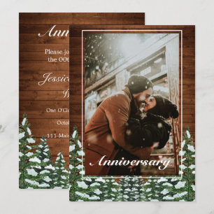 Convites Fotos de pinheiro de madeira nevada no aniversário