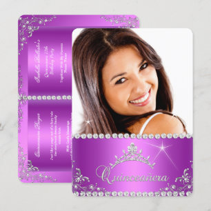 Convites Fotos de Quinze Anos de Princesa Roxo Rosa