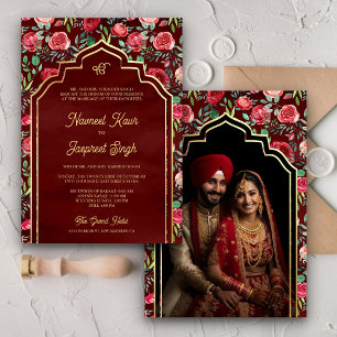 Convites Fotos de Rosas Vermelhas Anand Karaj Casamento Sik