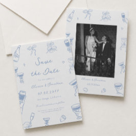 Convites Fotos de Save the Date de Casamento Desenhadas à M