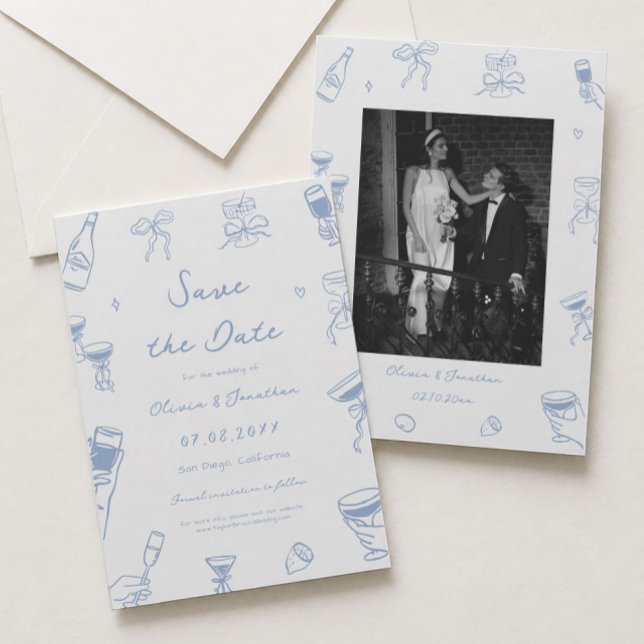 Convites Fotos de Save the Date de Casamento Desenhadas à M (Criador carregado)