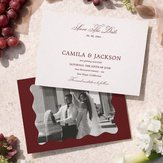 Convites Fotos de Save the Date de Casamento em Borgonha Ol (Criador carregado)