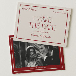 Convites Fotos de Save the Date de Ópera Vermelho Intenso C