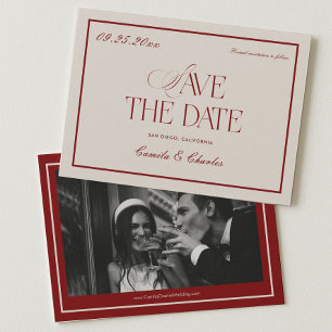 Convites Fotos de Save the Date de Ópera Vermelho Intenso C