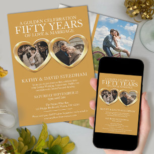 Convites Fotos do aniversário de casamento do ouro 50ª fest