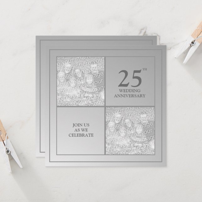Convites Fotos do Passado e do Presente - Bodas de Prata (Frente/Verso In Situ)