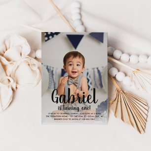 Convites Fotos do Primeiro Aniversário de um Menino Azul