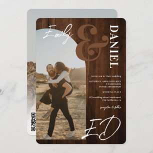 Convites Fotos em negrito com nomes de script Arco madeira 