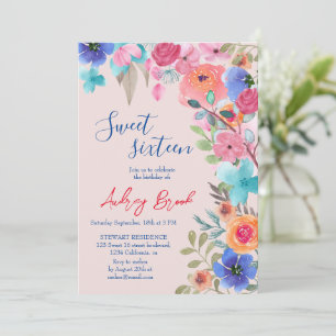 Convites Fotos florais cor de água cor rosa no verão Doce 1