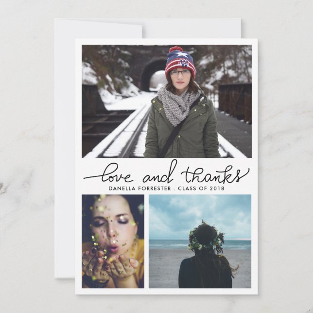 Convites Fotos graduadas bonitos do roteiro três do amor e (Frente)