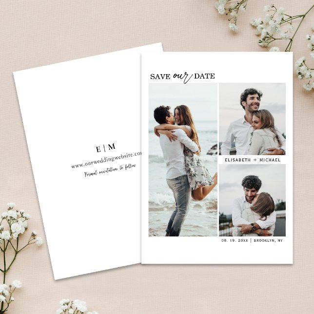 Convites Fotos Múltiplas Modernas Salvem O Casamento De Dat (Capture elegance with our stylish Save the Date, setting the tone for your unforgettable day!)