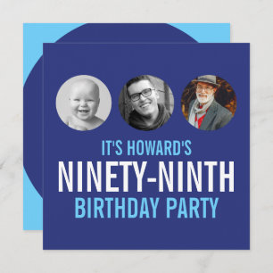 Convites Fotos personalizadas de 99° aniversário de fotos e
