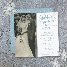 Convites Fotos Quadradas de Casamento com Aniversário de 60